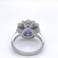 ROUND TANZANITE & DIAMOND PLATINUM RING
